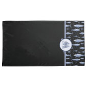 名前+水色モノグラムシャーク |黒と青 枕カバー (正面右)