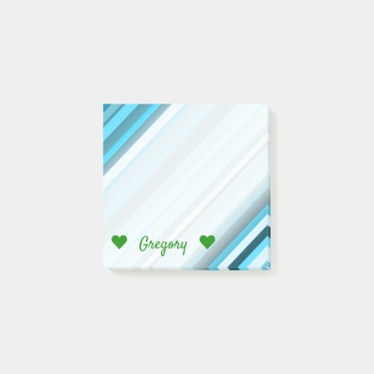 名前+海-青/刺激を受けたティール(緑がかった色)/アクアストライプ·注 ポストイット (正面)