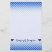 名前;濃い青と淡い青のストライプパターン 便箋 (正面)