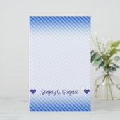 名前;濃い青と淡い青のストライプパターン 便箋 (スタンド正面)