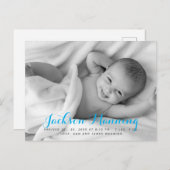 名前 |男の赤ちゃんブルースクリプト写真 案内ポストカード (正面/裏面)