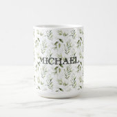 名前、男らし水の色の緑15oz。クラシック コーヒーマグカップ (中央)