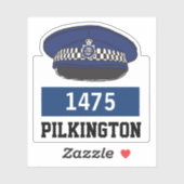 名前&番号ステッカー付き警察フラットキャップ シール (シート)