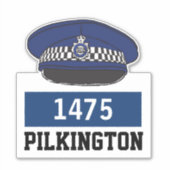 名前&番号ステッカー付き警察フラットキャップ シール (正面)