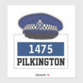 名前&番号ステッカー付き警察フラットキャップ シール (シート)