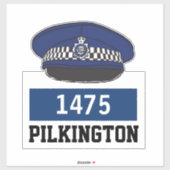 名前&番号ステッカー付き警察フラットキャップ シール (シート)