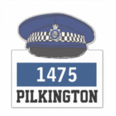 名前&番号ステッカー付き警察フラットキャップ シール (正面)