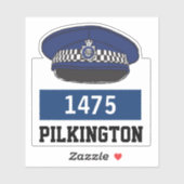 名前&番号ステッカー付き警察フラットキャップ シール (シート)