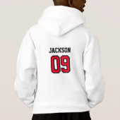 名前、番号、または誕生日年齢を持つスポーツジャージー (裏面)