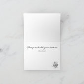 名前、白黒のエレガントファインアート花模様 サンキューカード (内部)