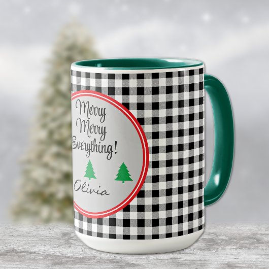 名前、白黒バッファローチェック15oz.コンボ マグカップ