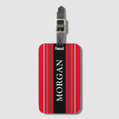 名前(白、黒、グレーストライプ)、赤 ラゲッジタグ (正面縦)