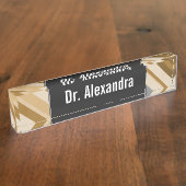 名前+砂色のビーチパターン デスクネームプレート (側面)