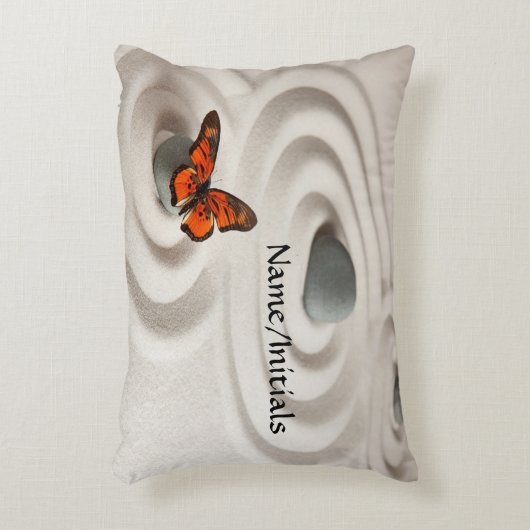 名前，禅園，ブラシ仕上げポリエステルヨガ アクセントクッション (正面(垂直))