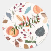 名前、秋のパターン3インチラウンド ラウンドシール (正面)