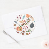 名前、秋のパターン3インチラウンド ラウンドシール (封筒)