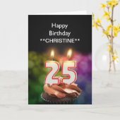 名前、第25バースデー・カードを加えて下さい カード (黄色い花)