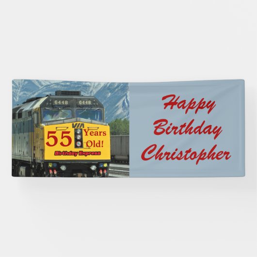 名前、第55誕生日黄鉄道機関 横断幕 (横)