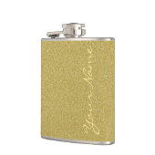 名前-粋なグリッターの金ゴールドとカスタマイズ フラスク (左)