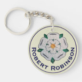 名前、紙クイルヨークシャーホワイトローズ キーホルダー (正面)