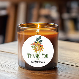 名前，紙クイル花，ありがとう， 3-in ラウンドシール