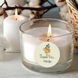 名前、紙クワイルフラワー、ありがとう1.5-in ラウンドシール