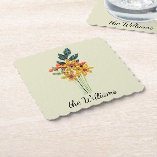 名前、素敵な紙クイル花紙コースター ペーパーコースター (アングル)
