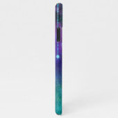 名前、紫とティール（緑がかった色）、照明と輝きをパーソナライズ iPhoneケース (右側)