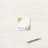 名前 + 緑、赤い水彩画そっくりの抽象的なパターン ポストイット (デスク上)