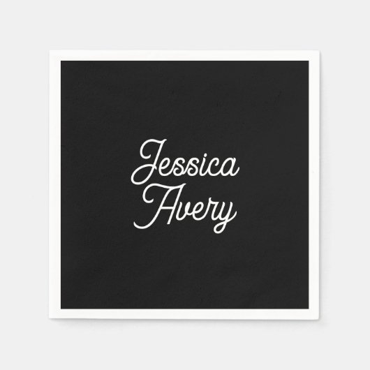 名前 |編集可能なヴィンテージスタイルのスクリプト（黒） スタンダードカクテルナプキン (正面)