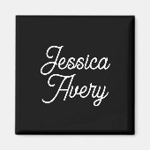 名前 |編集可能なヴィンテージスタイルのスクリプト(黒) マグネット (正面)