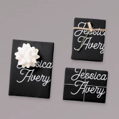 名前 |編集可能なヴィンテージスタイルのスクリプト（黒） ラッピングペーパーシート