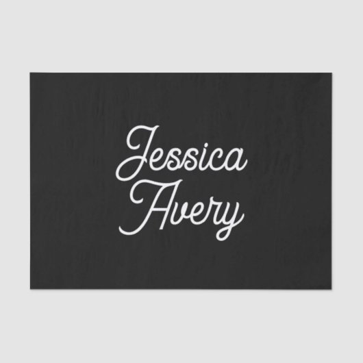 名前 |編集可能なヴィンテージスタイルのスクリプト（黒） 薄葉紙 (正面)