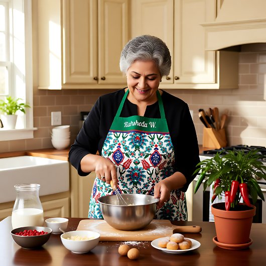 名前💙 💚美し❤️いトルコのタイル エプロン