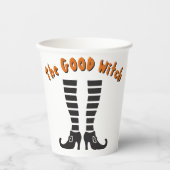 名前、良い魔女の脚&シューズのハロウィーン 紙コップ (正面)