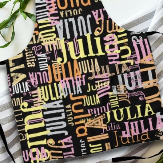 名前/色を黒で繰り返す エプロン