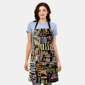 名前/色を黒で繰り返す エプロン (着用した状態)