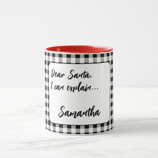名前、親愛サンタバッファローチェック11ozまたは15ozコンボ マグカップ (中央)