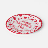 名前|赤いバレンタインハートのランダムパターン ペーパープレート (アングル)