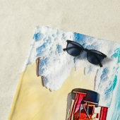 名前、赤いレーシングカー2台の砂 ビーチタオル (インサイチュ)