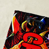 名前、赤オレンジ色の青い炎のビーチタオルを追加 ビーチタオル (インサイチュ)