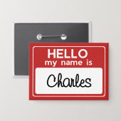 名前 赤 白 ハローマイニネームイスタグ 缶バッジ (正面/裏面)