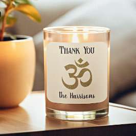 名前.金ゴールドOMシンボル3-inありがとうステッカー スクエアシール