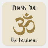 名前.金ゴールドOMシンボル3-inありがとうステッカー スクエアシール (正面)