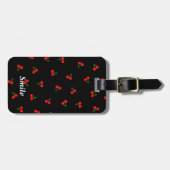 名前　電話番号　カスタム　チェリー（ブラック）  ラゲッジタグ (正面横)