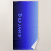 名前、青の色のグラデーションを追加 ビーチタオル (正面)