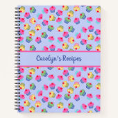 名前、青、レシピ本、カップケーキ ノートブック (正面)