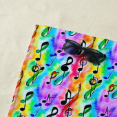 名前、音楽ノートカラフル抽象芸術の追加 ビーチタオル (インサイチュ)