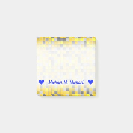 名前; 黄色および灰色は正方形パターンをタイルを張りました ポストイット (正面)