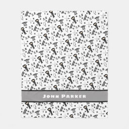 名前、黒い灰色の忍者パターン毛布 フリースブランケット